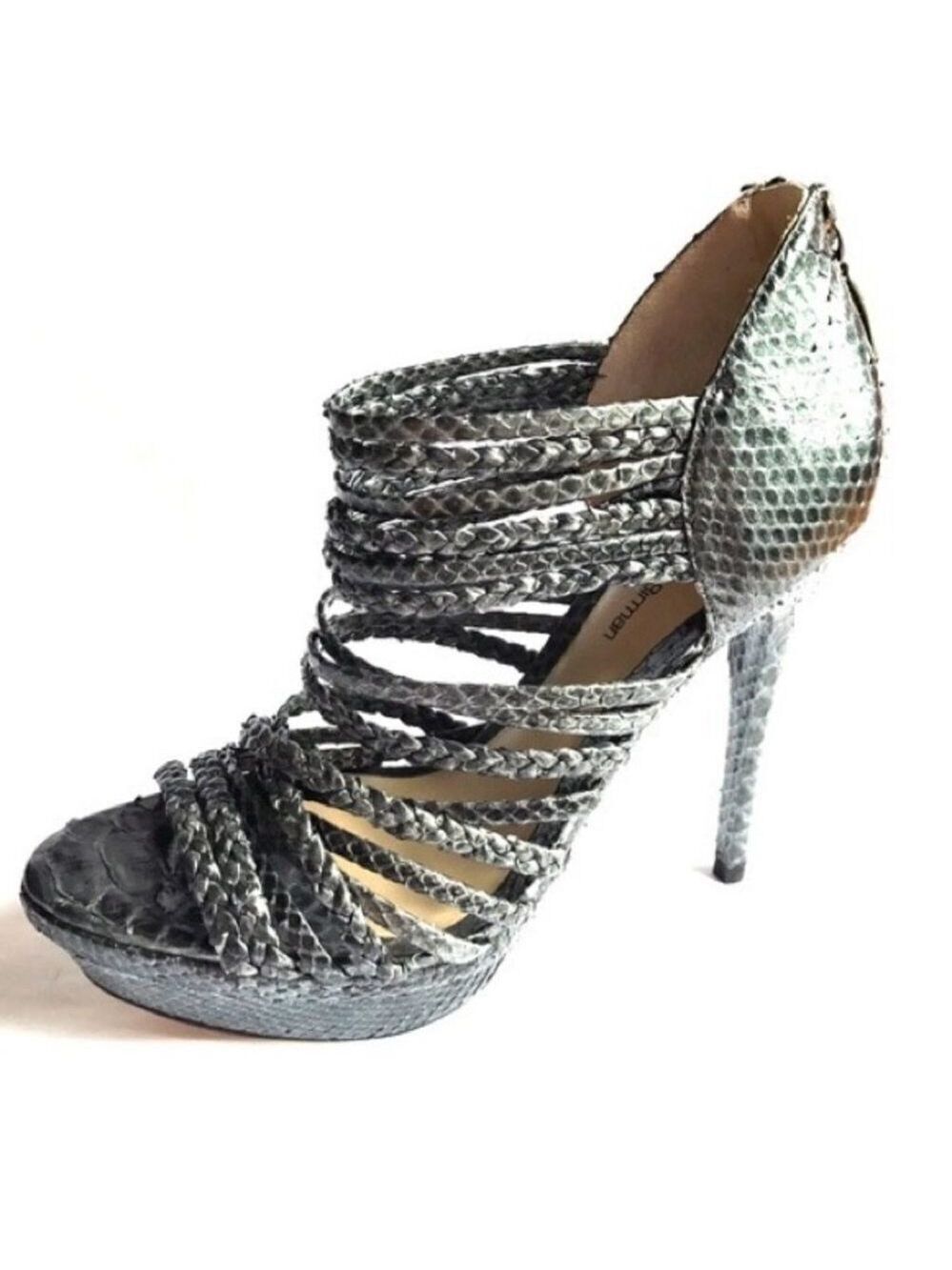 Alexandre Birman Python & Leather Platform Sandals